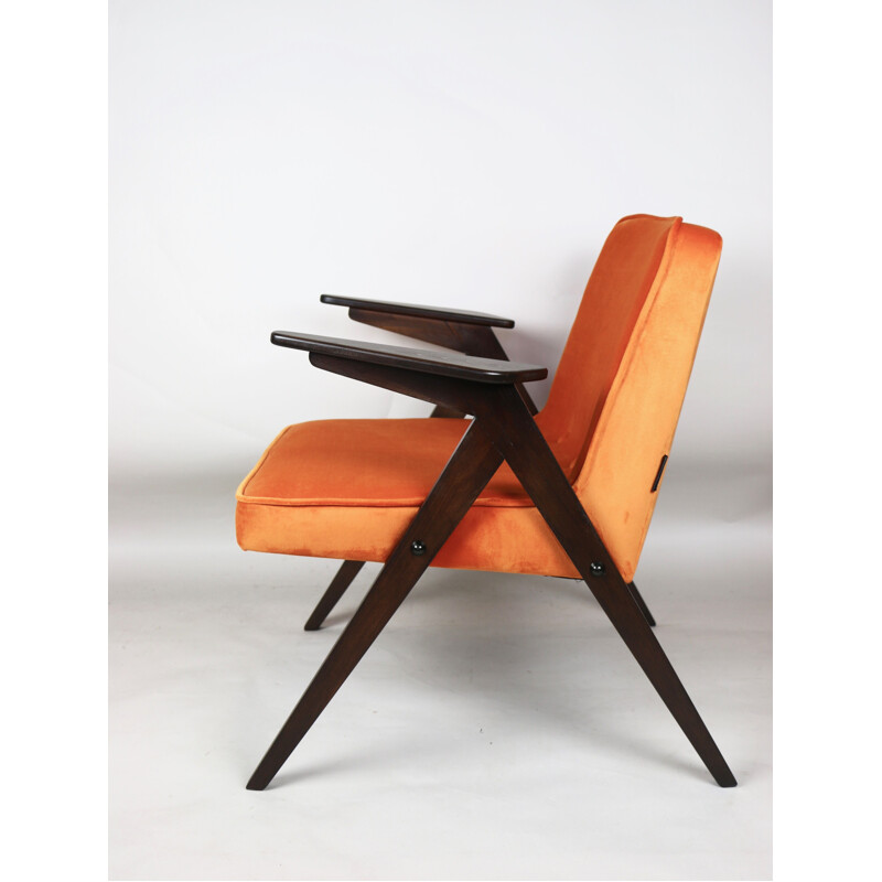 Vintage Bunny orange armchair by Józef Chierowski 1970