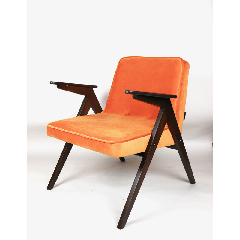 Vintage Bunny orange armchair by Józef Chierowski 1970