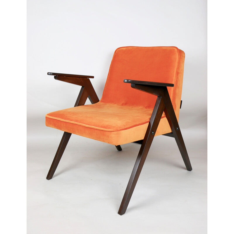 Vintage Bunny orange armchair by Józef Chierowski 1970