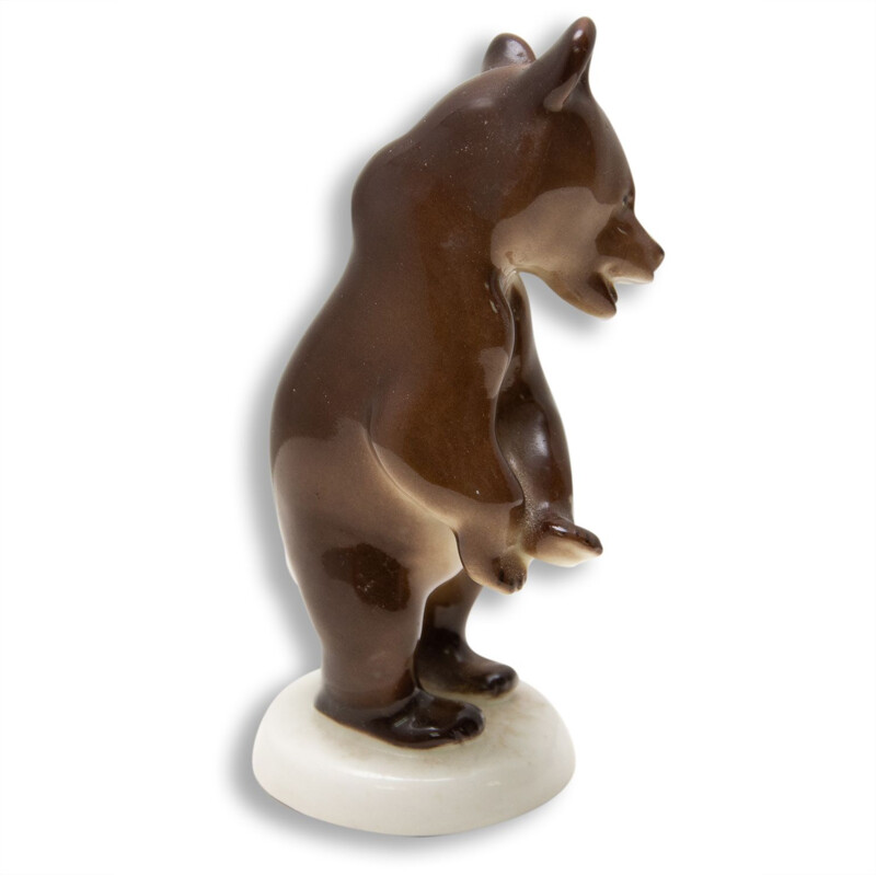 Escultura em cerâmica vintage de um urso pela empresa Lomonosov, União Soviética 1970