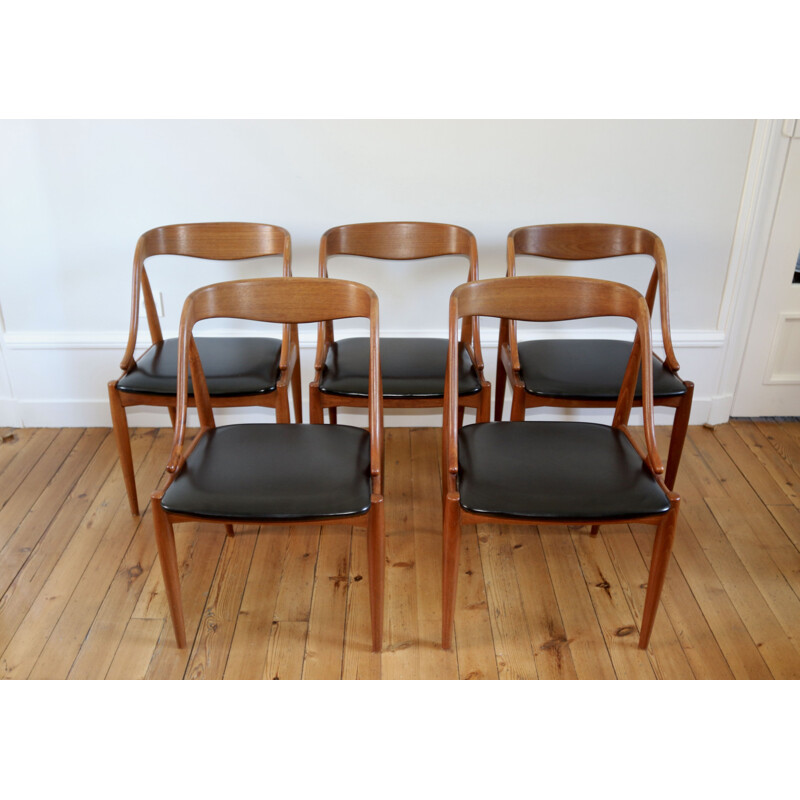 Set of 5 vintage teak chairs by Johannes Andersen for Udlum Mobelfabrik, Scandinavian 1960