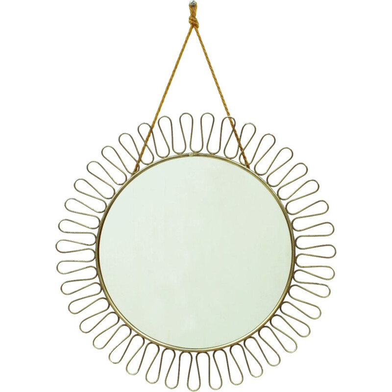 Swedish round mirror in brass - 1950s