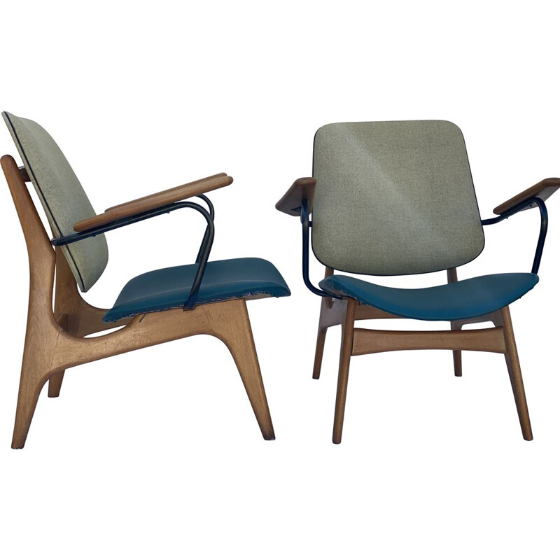 Paire de chaises vintage industrielles Louis Van Teeffelen 