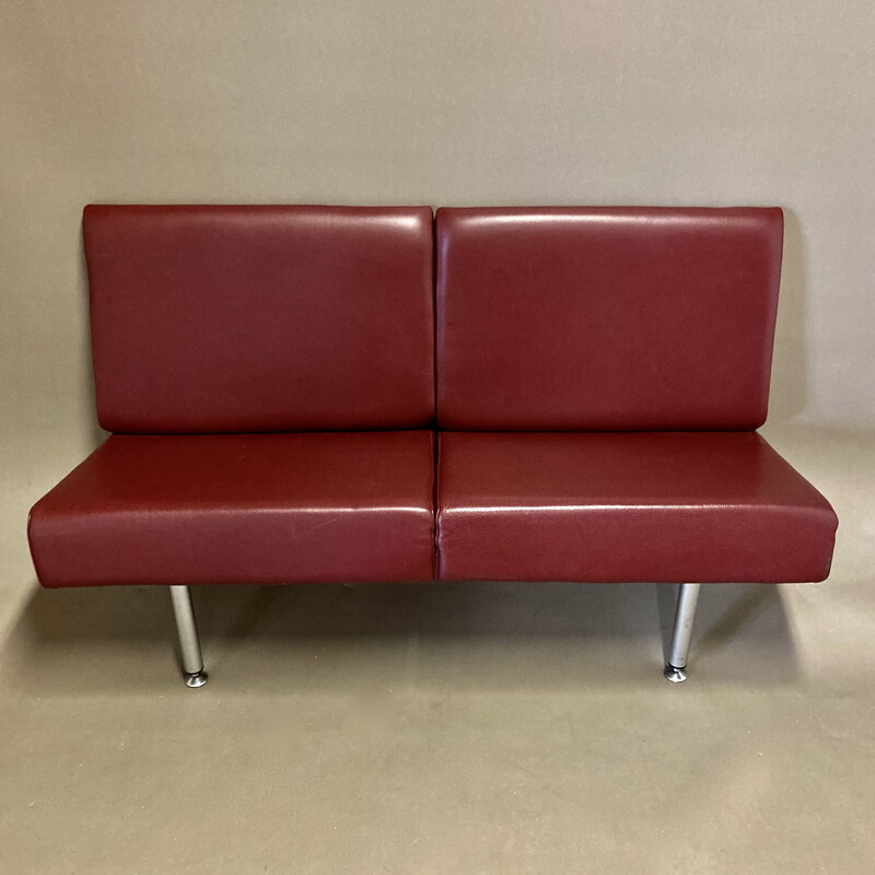 Vintage leather and metal sofa, Scandinavian