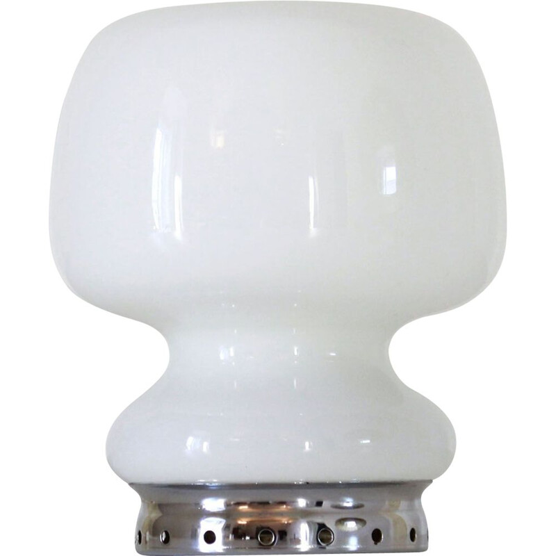 lampe de table vintage en verre champignon opalin 1950