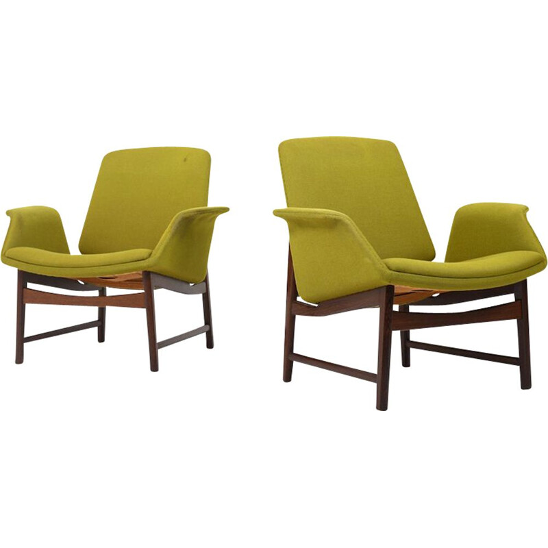 Pair of vintage Easychairs Mod. 451 by Illum Wikkelso, Danish 1960s