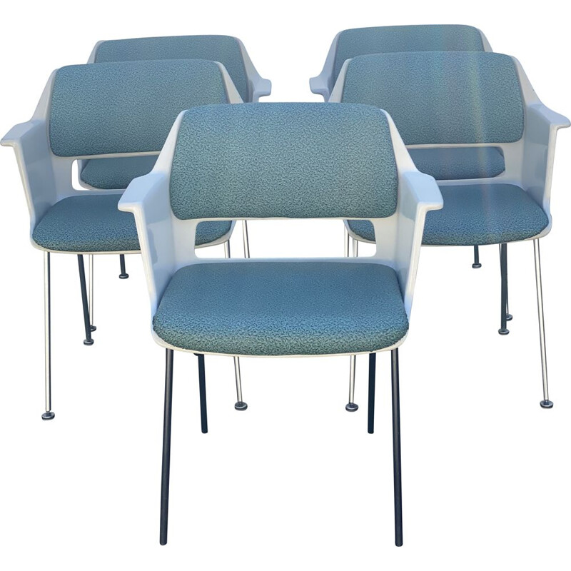 Suite de 5 chaises vintage Gispen d'Andre Cordemeyer 1960