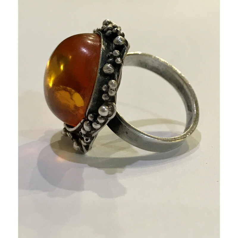 Vintage Baltic Amber Ring 1970s