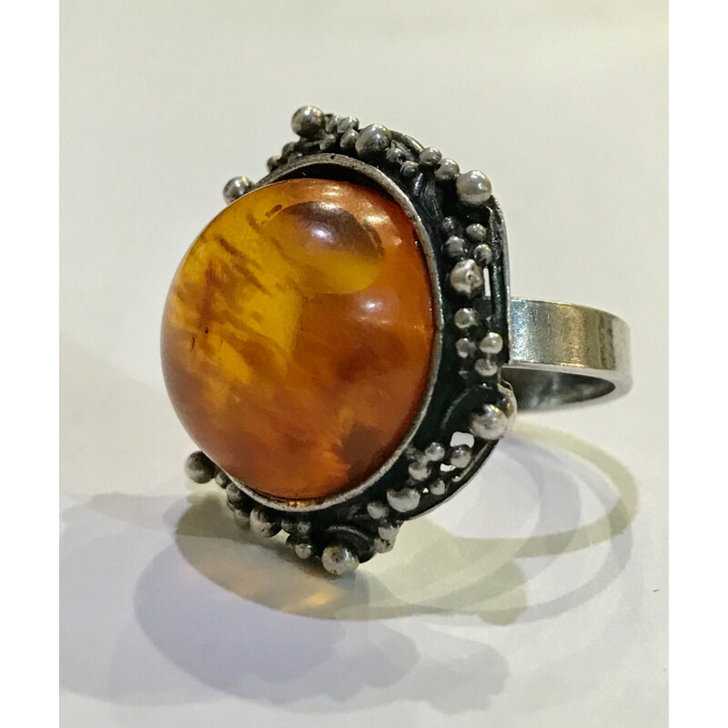 Vintage Baltic Amber Ring 1970s