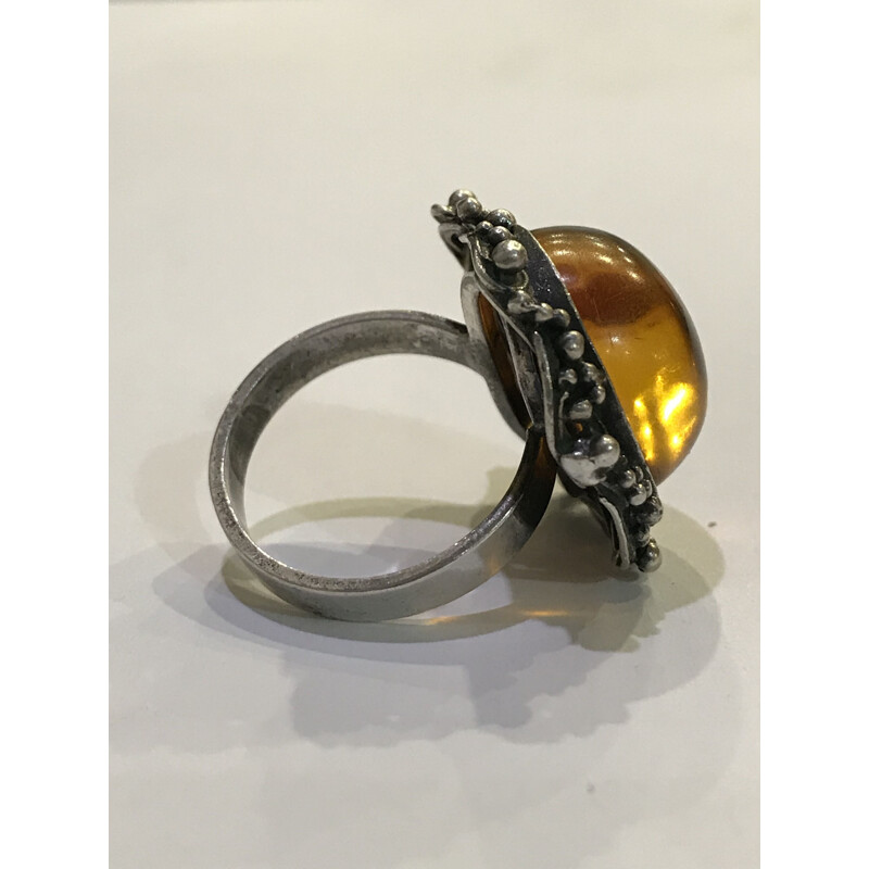 Vintage Baltic Amber Ring 1970s