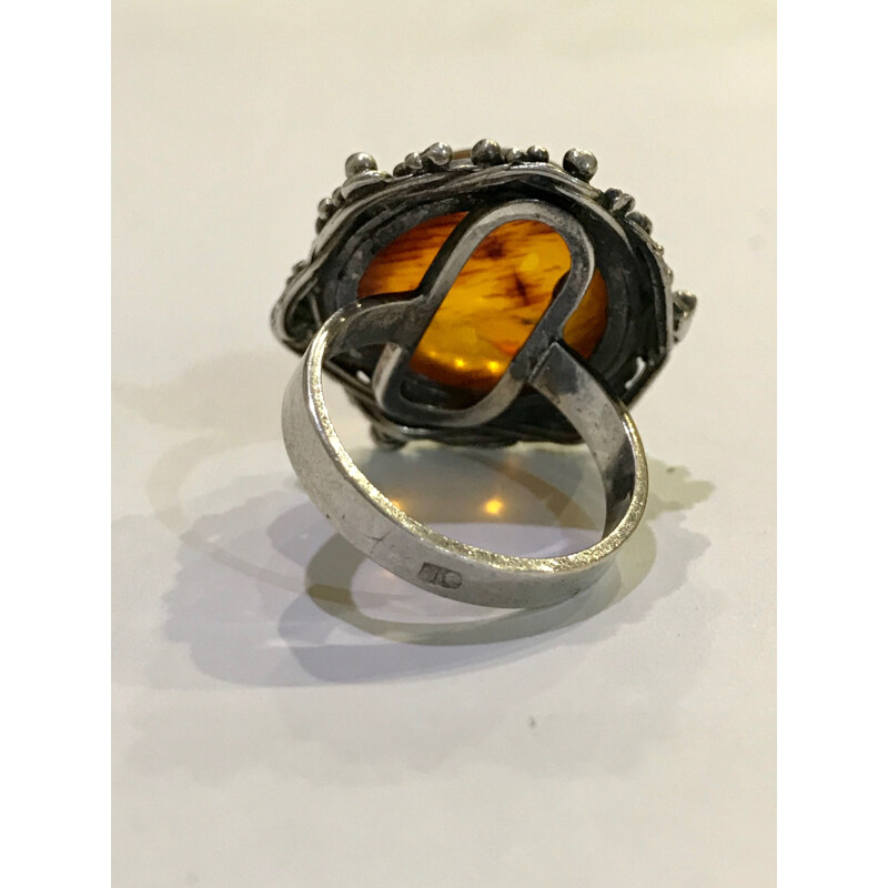 Vintage Baltic Amber Ring 1970s