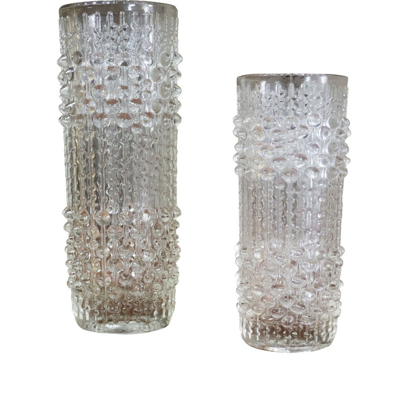 Pair of Hermaniva vases in pressed glass, Frantisek PECENY - 1974