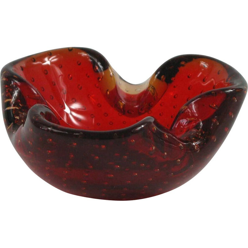 Cendrier ou bol vintage Bullicante en verre de Murano, Italie 1960