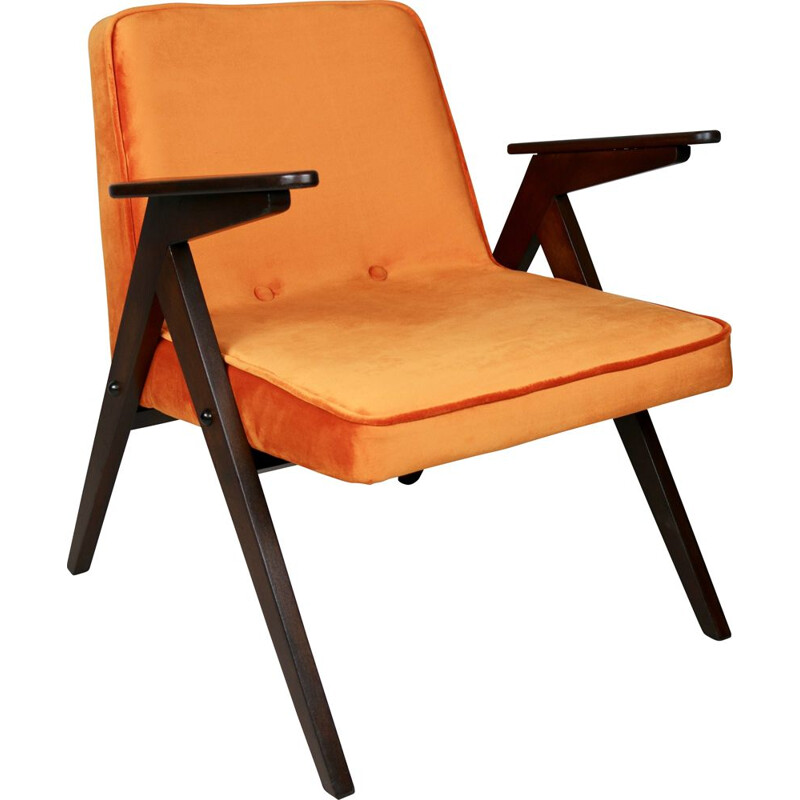 Vintage Bunny orange armchair by Józef Chierowski 1970