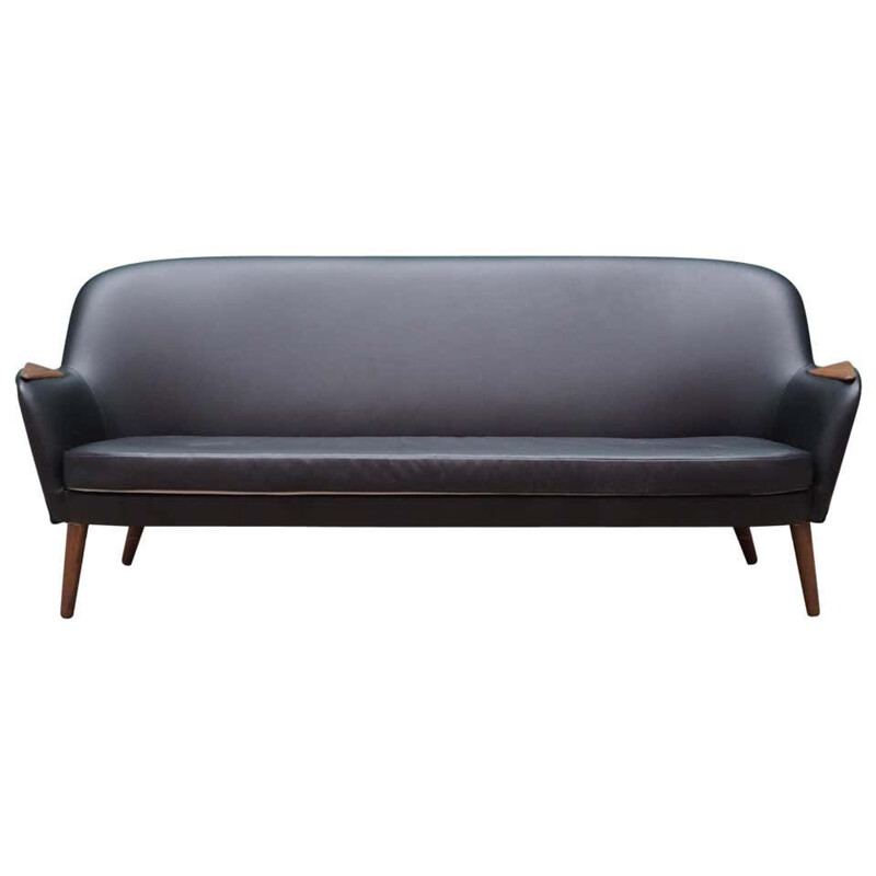 Vintage Sofa black leather, Danish 1970s