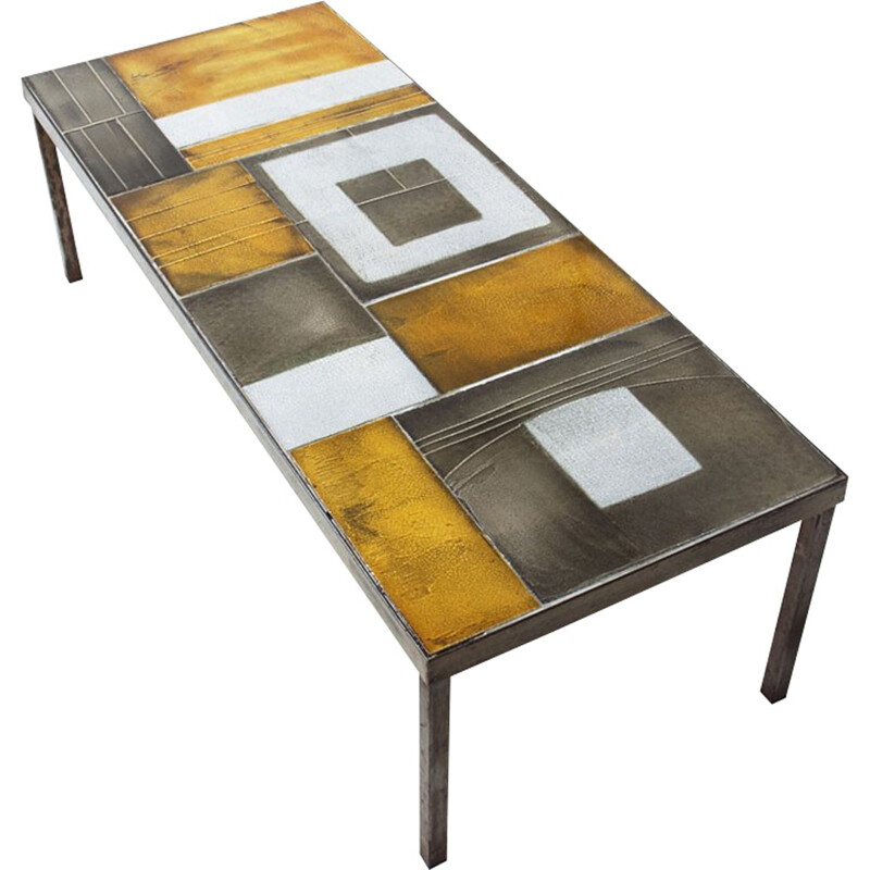 French coffee table in ceramic and metal, Roger CAPRON - 1960s