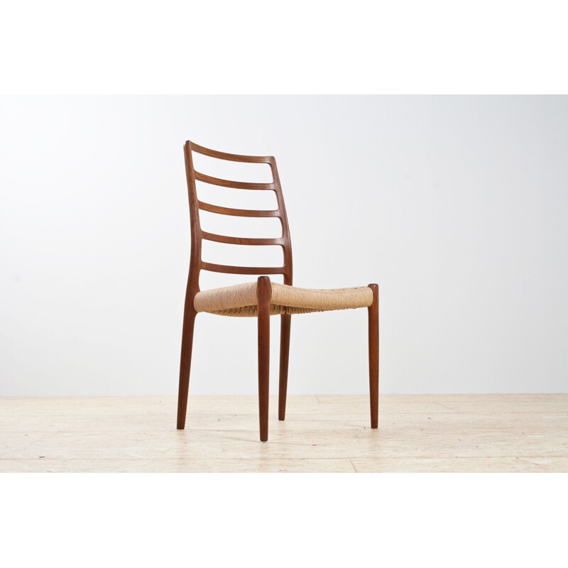 Vintage dining chair in teak and new seating by Nils O. Moller for J.L. Møller Mobelfabrik, Scandinavian 1960s