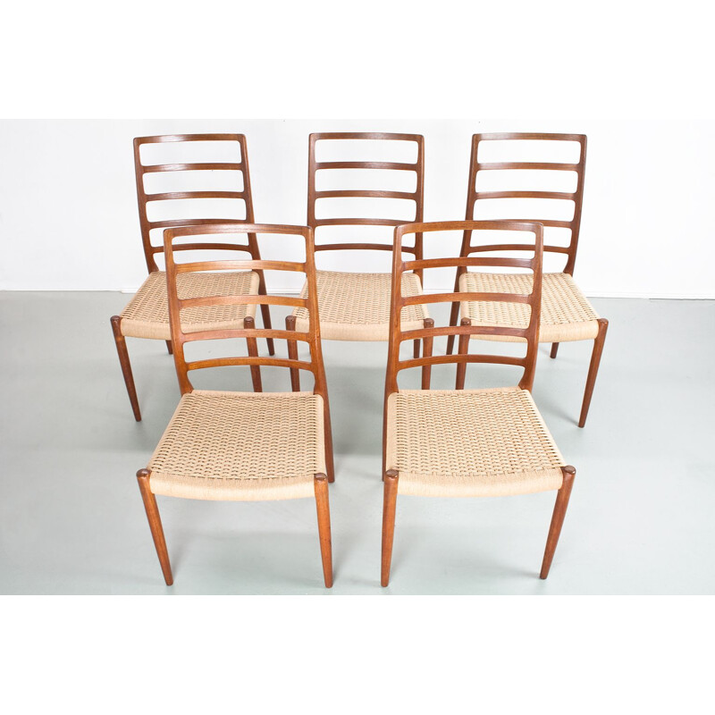 Vintage dining chair in teak and new seating by Nils O. Moller for J.L. Møller Mobelfabrik, Scandinavian 1960s