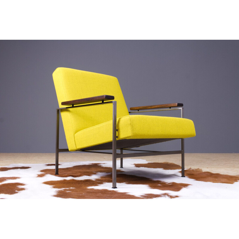 Vintage lounge chair in yellow wool Lotus model by Rob Parry 1960s