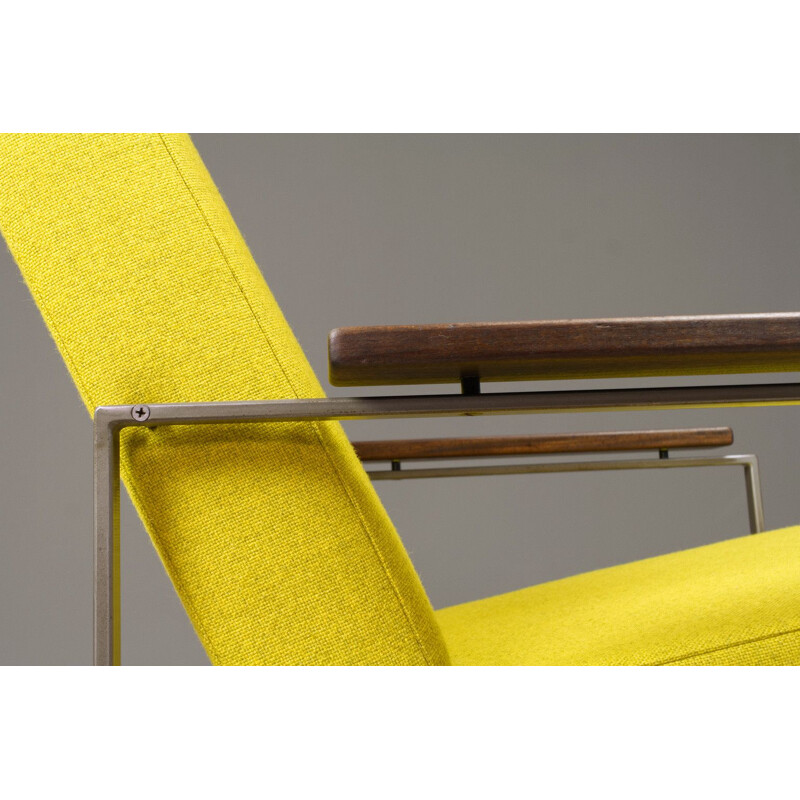 Vintage lounge chair in yellow wool Lotus model by Rob Parry 1960s