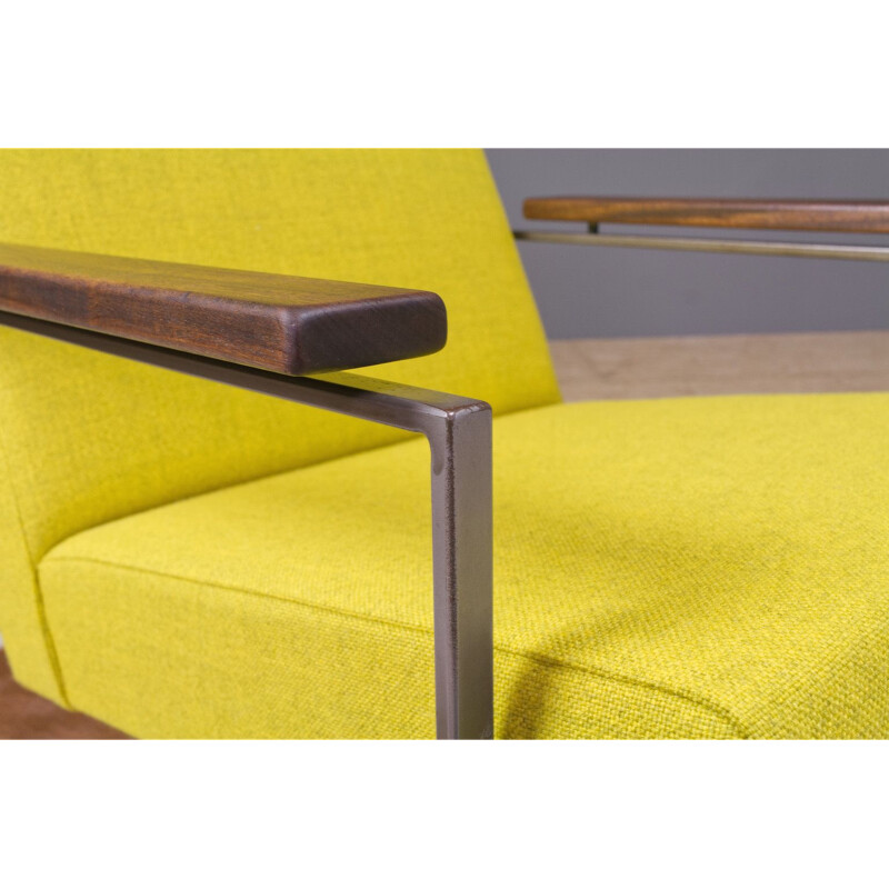 Vintage lounge chair in yellow wool Lotus model by Rob Parry 1960s