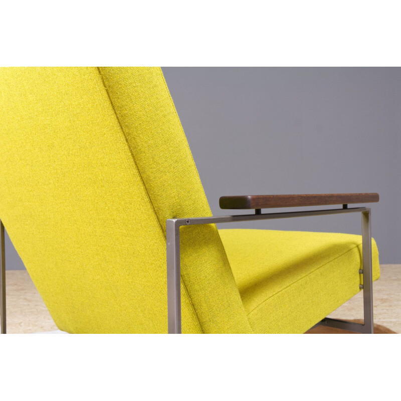 Vintage lounge chair in yellow wool Lotus model by Rob Parry 1960s