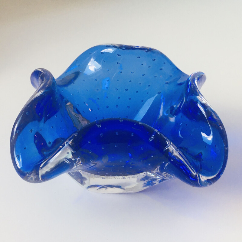 Vintage Labelled Bullicante Murano Glass Ashtray or Bowl 1960s