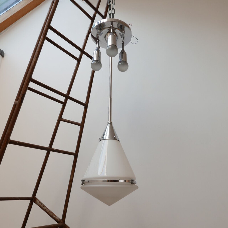 Suspension vintage Bicolore Opaline par Peter Behrens, Allemagne 1930