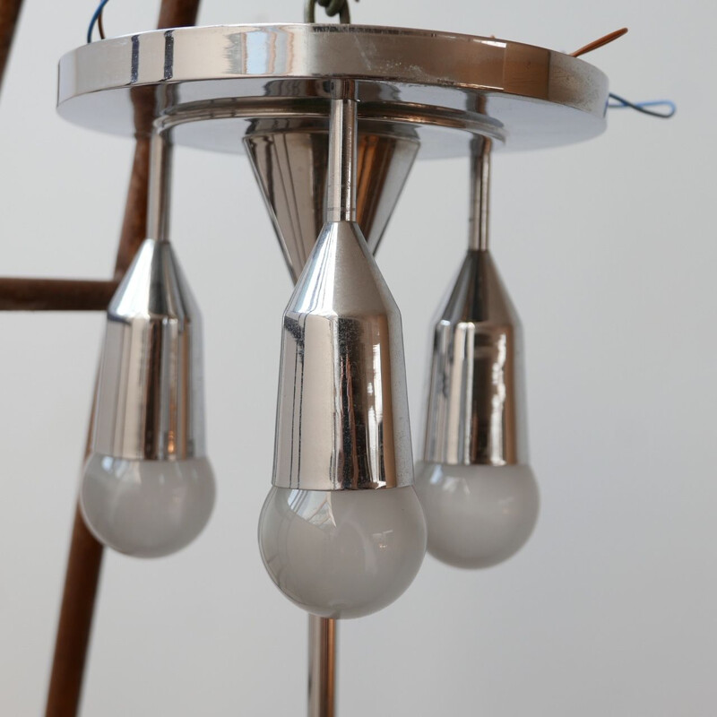 Vintage Opaline Two Tone Pendant Light by Peter Behrens, German 1930s