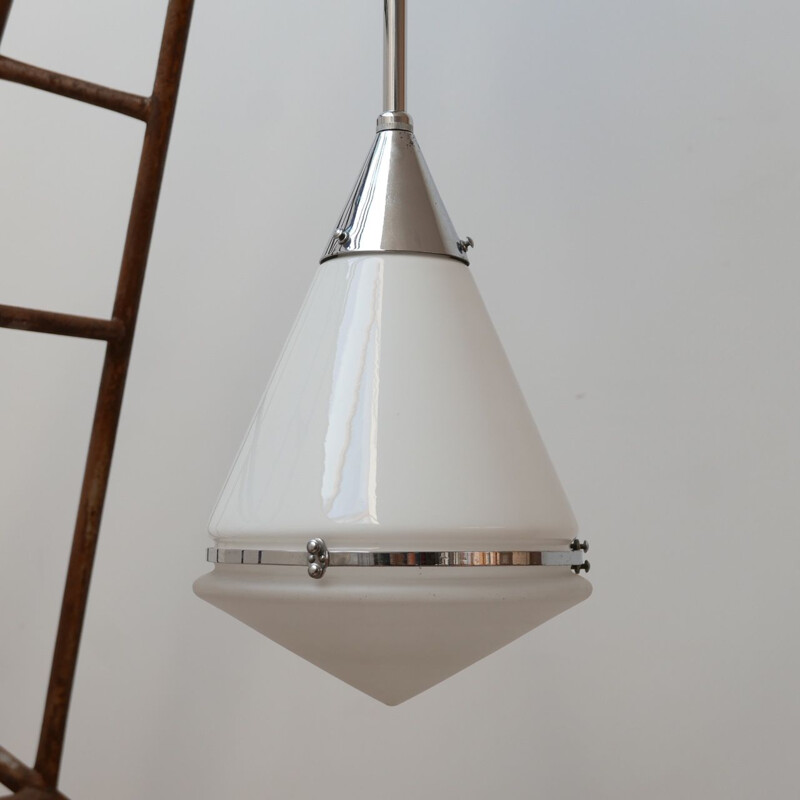 Vintage Bicolour Opaline hanglamp van Peter Behrens, Duitsland 1930