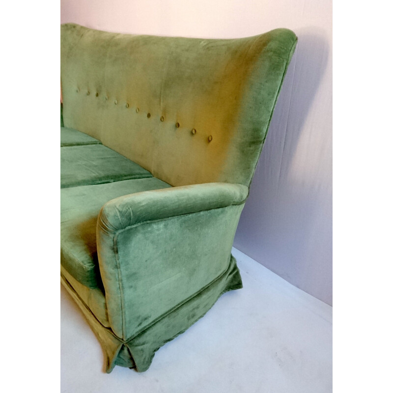 Mid-century Italian green velvet sofa - 1950s