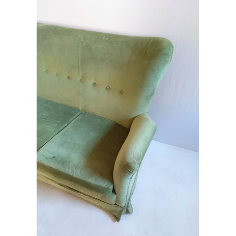 Mid-century Italian green velvet sofa - 1950s