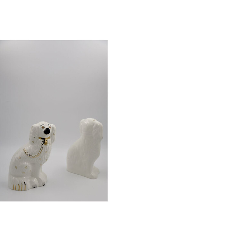 Pair of vintage ceramic Staffordshire 1378-4 fireplace dogs from Beswick, England 1960