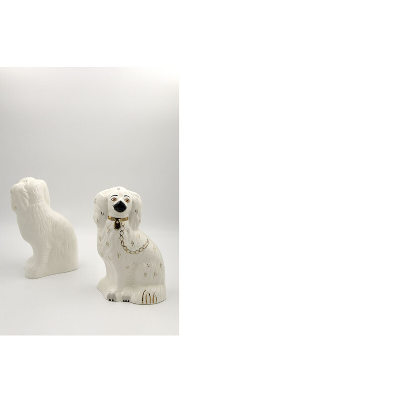 Pair of vintage ceramic Staffordshire 1378-4 fireplace dogs from Beswick, England 1960