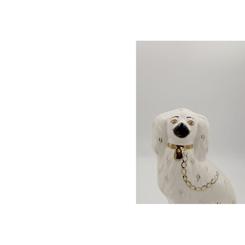 Pair of vintage ceramic Staffordshire 1378-4 fireplace dogs from Beswick, England 1960