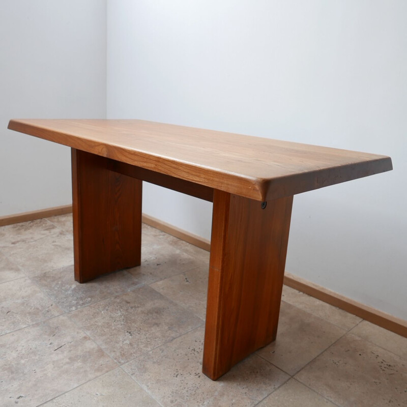 Vintage Pierre Chapo T14 Elm Dining Table, French 1970s