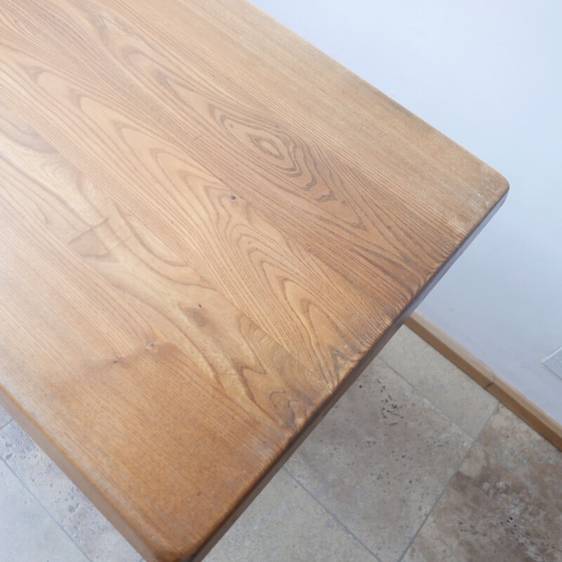Vintage Pierre Chapo T14 Elm Dining Table, French 1970s