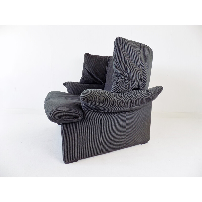 Vintage Cassina Portovenere armchair black grey by Vico Magistretti