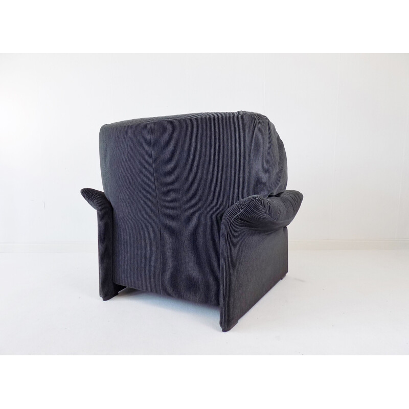Vintage Cassina Portovenere armchair black grey by Vico Magistretti