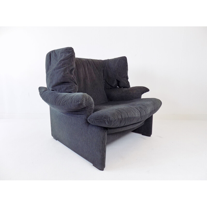 Vintage Cassina Portovenere armchair black grey by Vico Magistretti