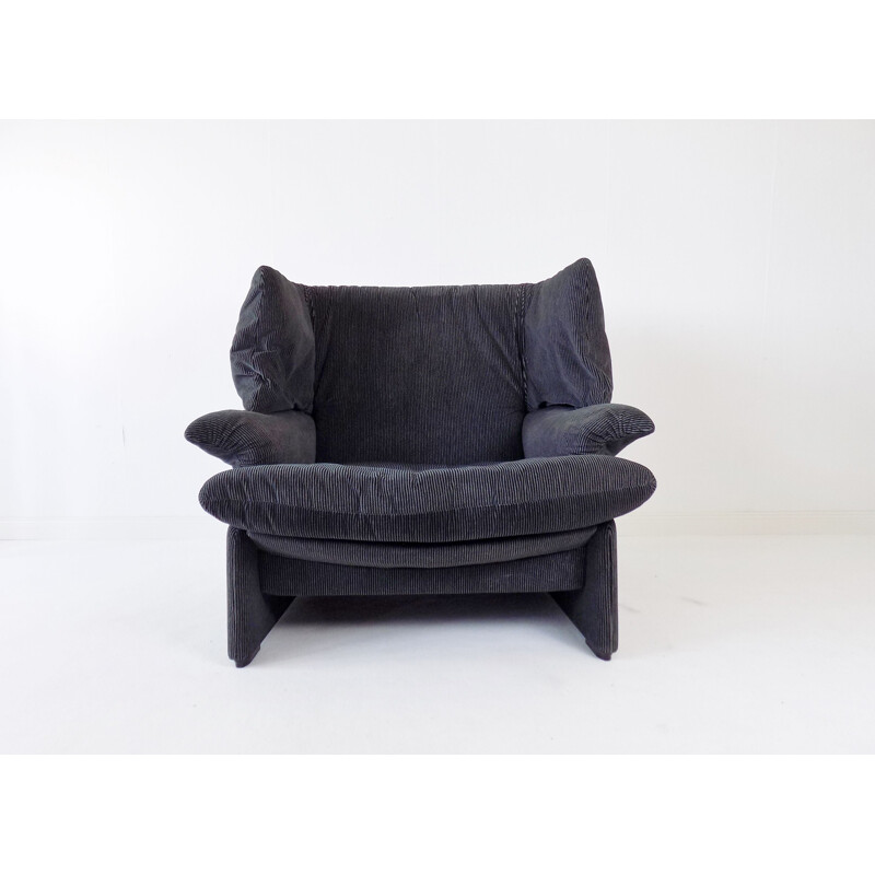 Vintage Cassina Portovenere armchair black grey by Vico Magistretti