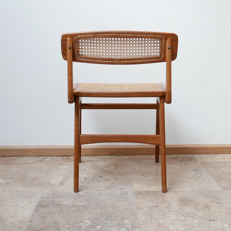 Vintage Wood and Cane Desk Chair by Roger Landault, France 1950s