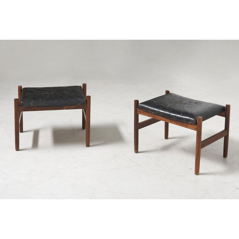 Pair of vintage Footstools by Hugo Frandsen for Spottrup Mobelfabrik, Denmark 1960s