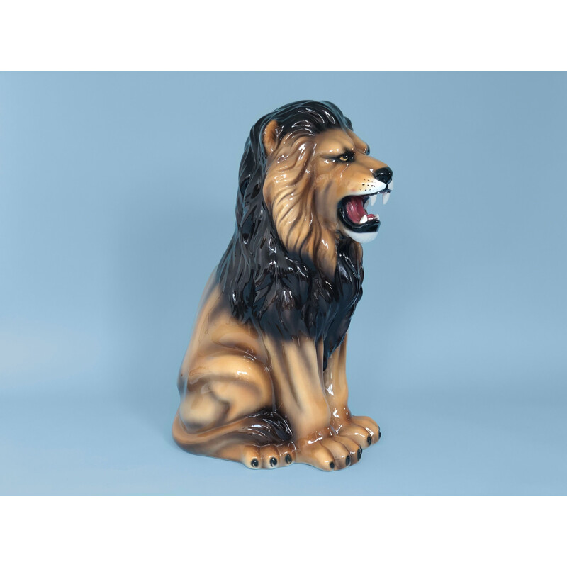 Grand Lion en porcelaine vintage Art Déco