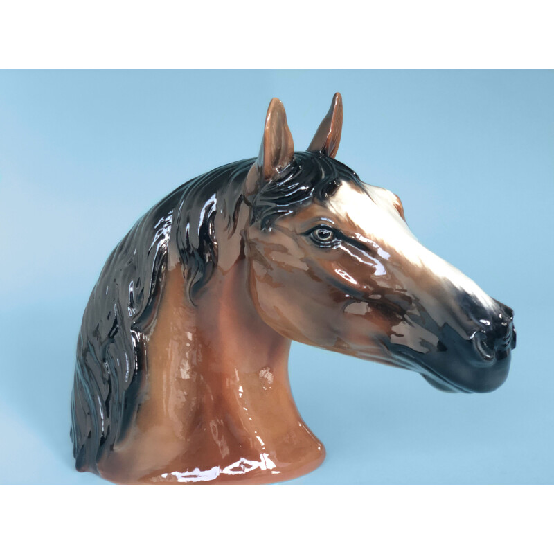 Tête de cheval vintage en porcelaine Italie 1974