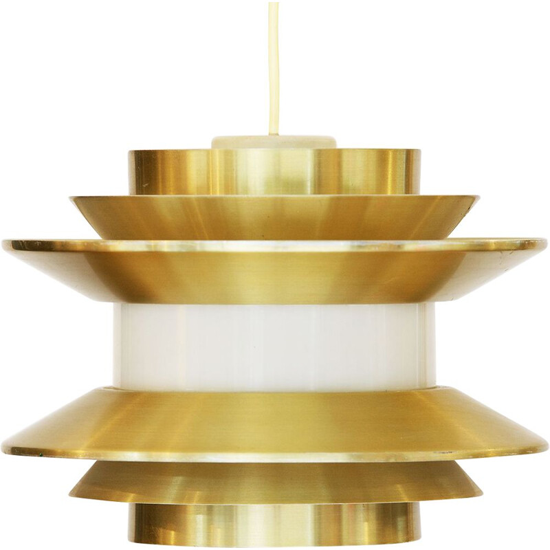 Vintage Pendant light "Trava" in golden aluminium by Carl Thore for Granhaga Metallindustri, Sweden 1970s