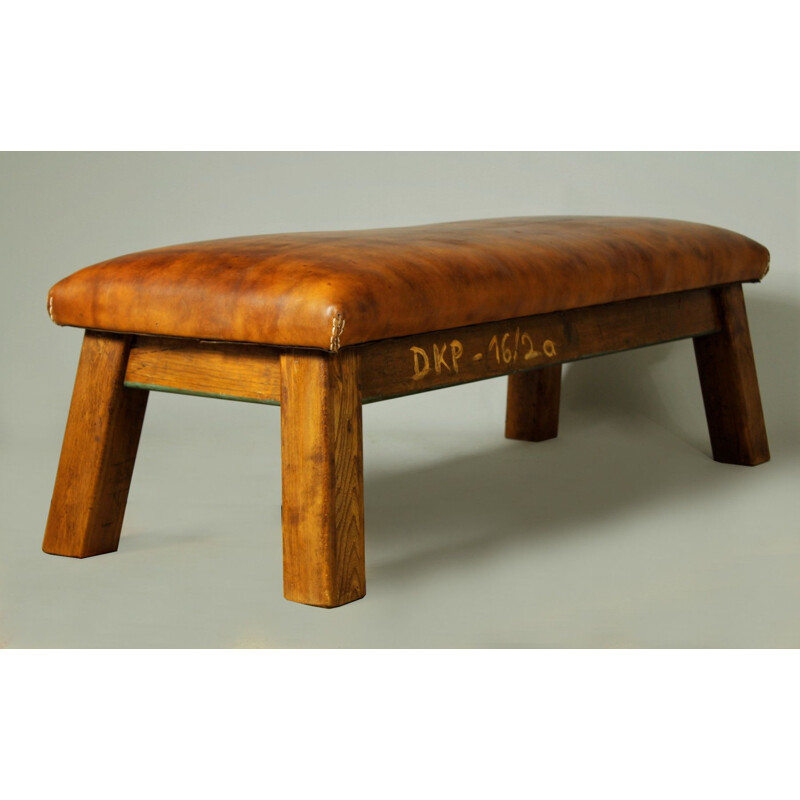 Vintage Leather Bench 1950s