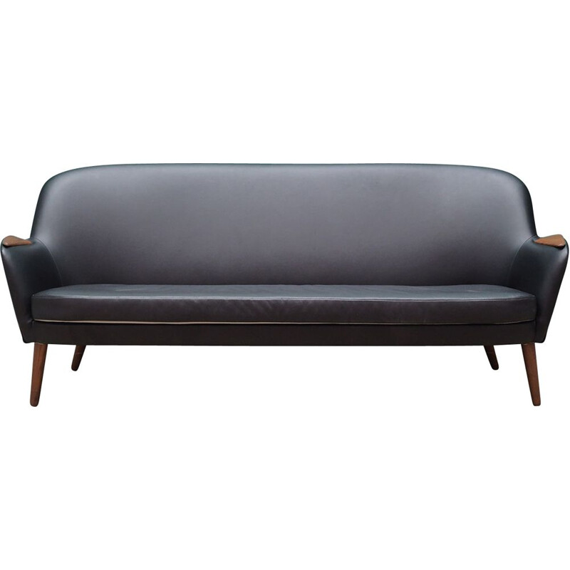 Vintage Sofa black leather, Danish 1970s