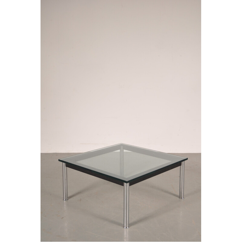 Italian Cassina coffee table in metal and glass, LE CORBUSIER, J. JEANNERET, C. PERRIAND - 1980s