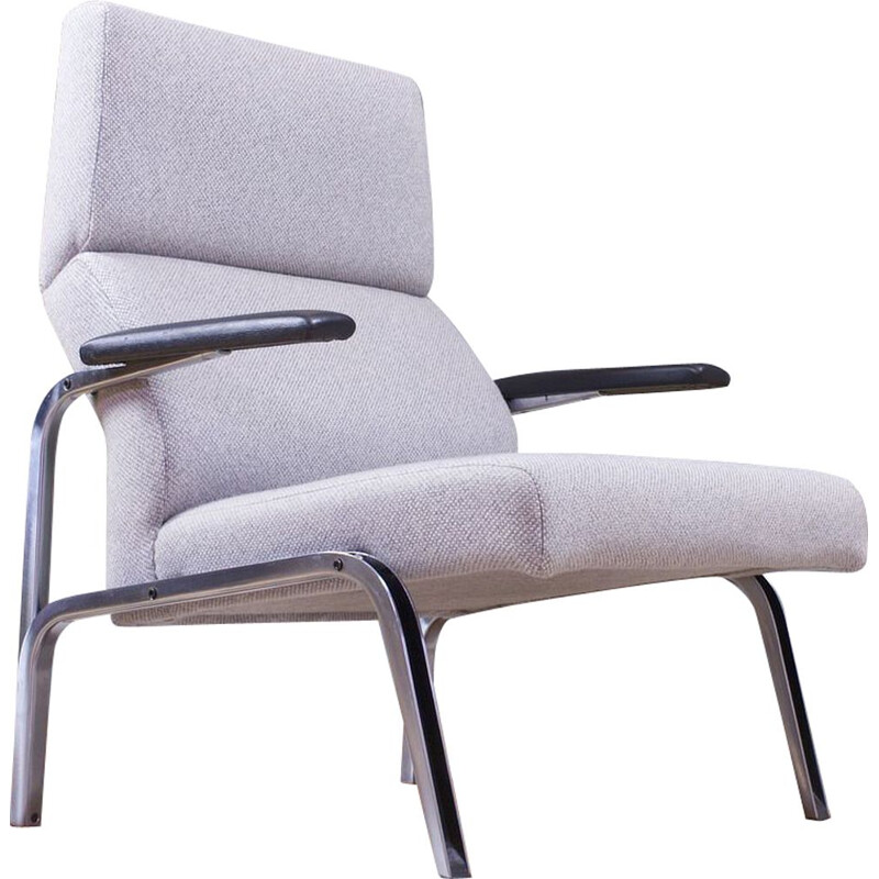 Vintage Martin Visser SZ27 armchair in metal and grey wool 1966s